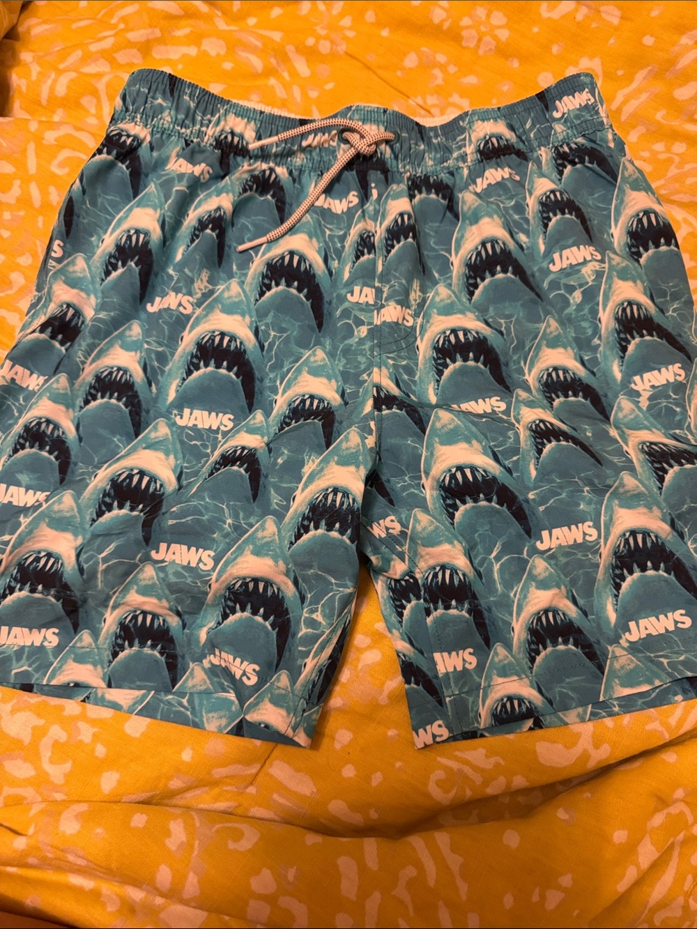 Abercrombie & Fitch Teal and White Jaws Graphic Swim Shorts